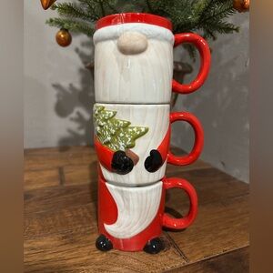 Rare Primitives by Kathy Stacking Santa Mug Set